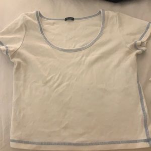 white t shirt from brandy melville with blue stitching. Worn a few times.